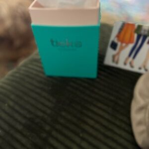 Tieks Matte Taupe leather with Teal stripe and sole